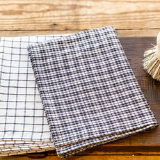 Fog Linen Kitchen Towel - Black Checkered