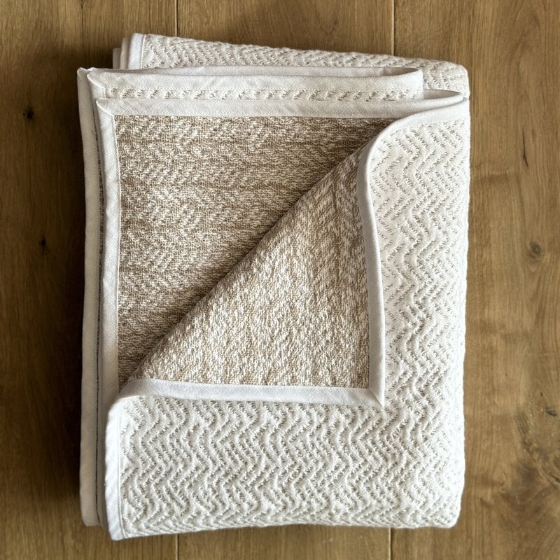 Adelene Simple Cloth 96" Cotton and Linen Crochet Throw - White w/ white trim