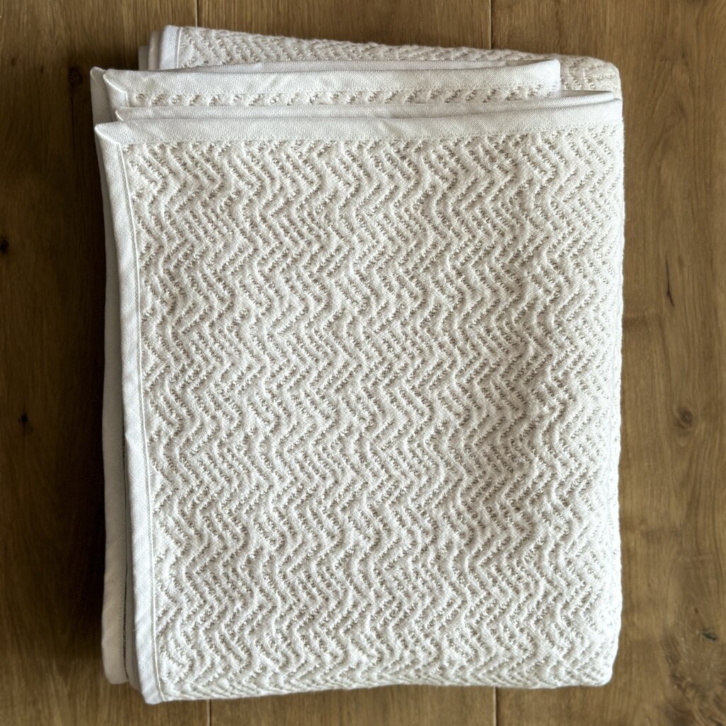 Adelene Simple Cloth 96" Cotton and Linen Crochet Throw - White w/ white trim