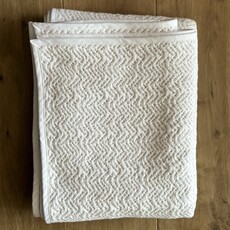 Adelene Simple Cloth 96" Cotton and Linen Crochet Throw - White w/ white trim