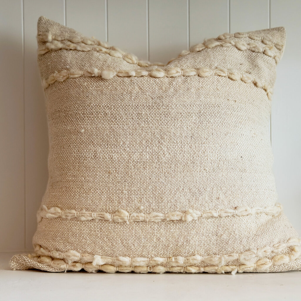 Adelene Simple Cloth Andes Pillow 20" - Ivory on Ivory