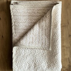 Adelene Simple Cloth 96" Cotton and Linen Crochet Throw - Flax w/ grey trim