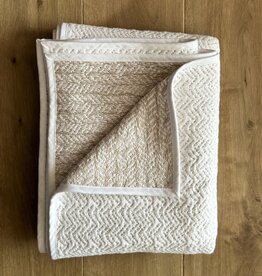 Adelene Simple Cloth 72" Cotton and Linen Crochet Throw - White w/ white trim