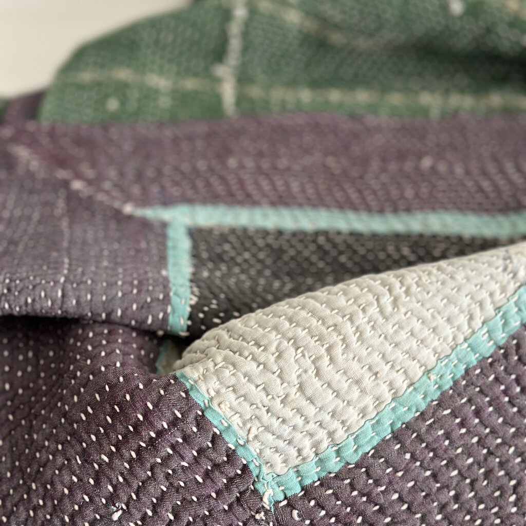 Recycled Silk Sari Yarn 10 Skeins - Vintage Kantha Quilts