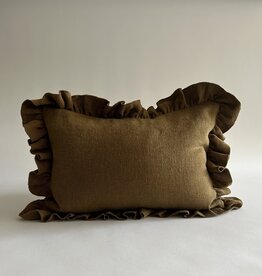 Filling Spaces Anika Pillow, 14" x 20" -  Solid Mustard w/ Ruffle