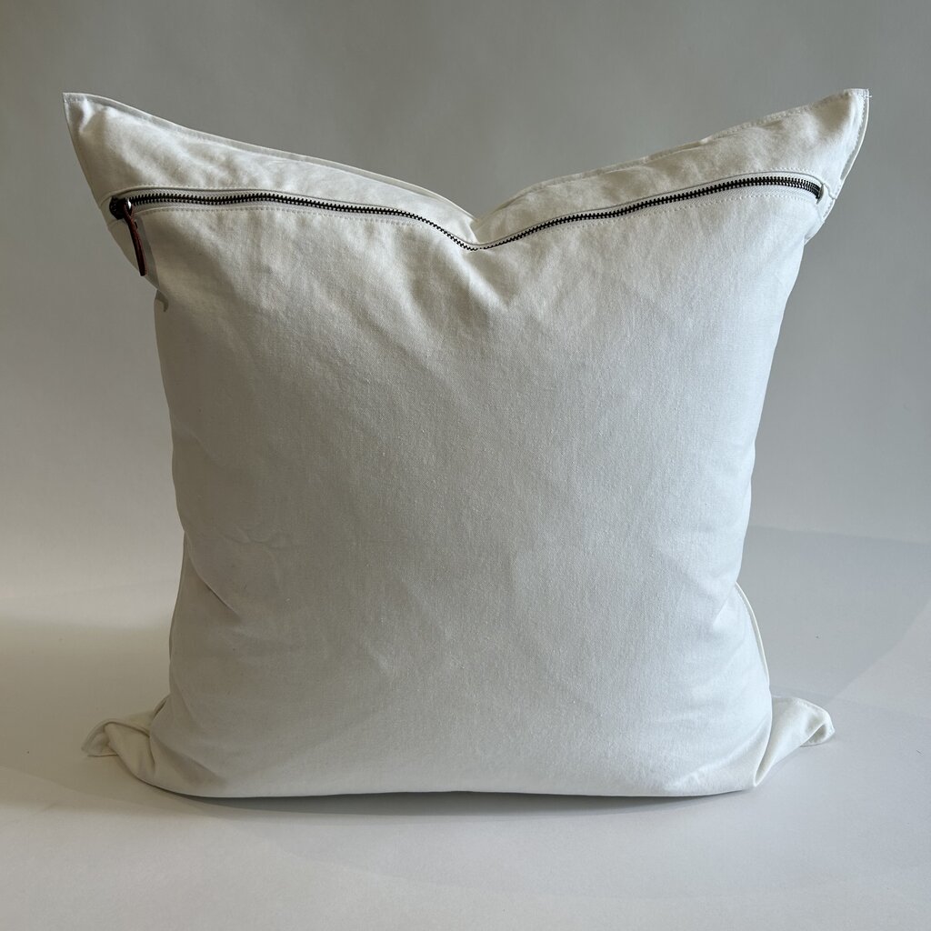 Adelene Simple Cloth 22" Sturdy Girl Pillow w/ Exposed Zipper - Stonewashed Snowfall