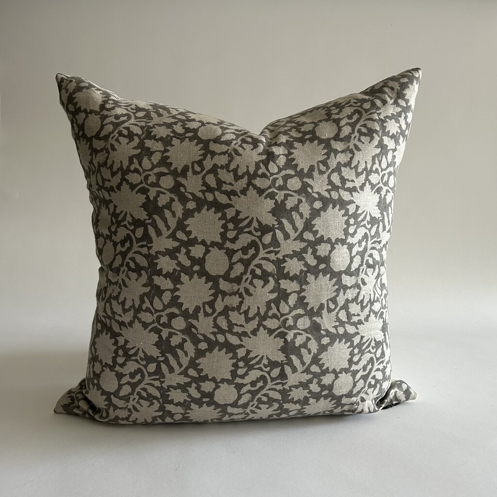 22x22 Light Grey Floral Pillow