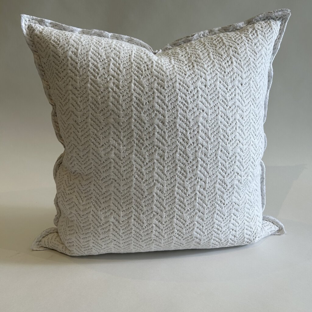 Adelene Simple Cloth 22" Crochet Pillow w/ Open Flange -Bleached