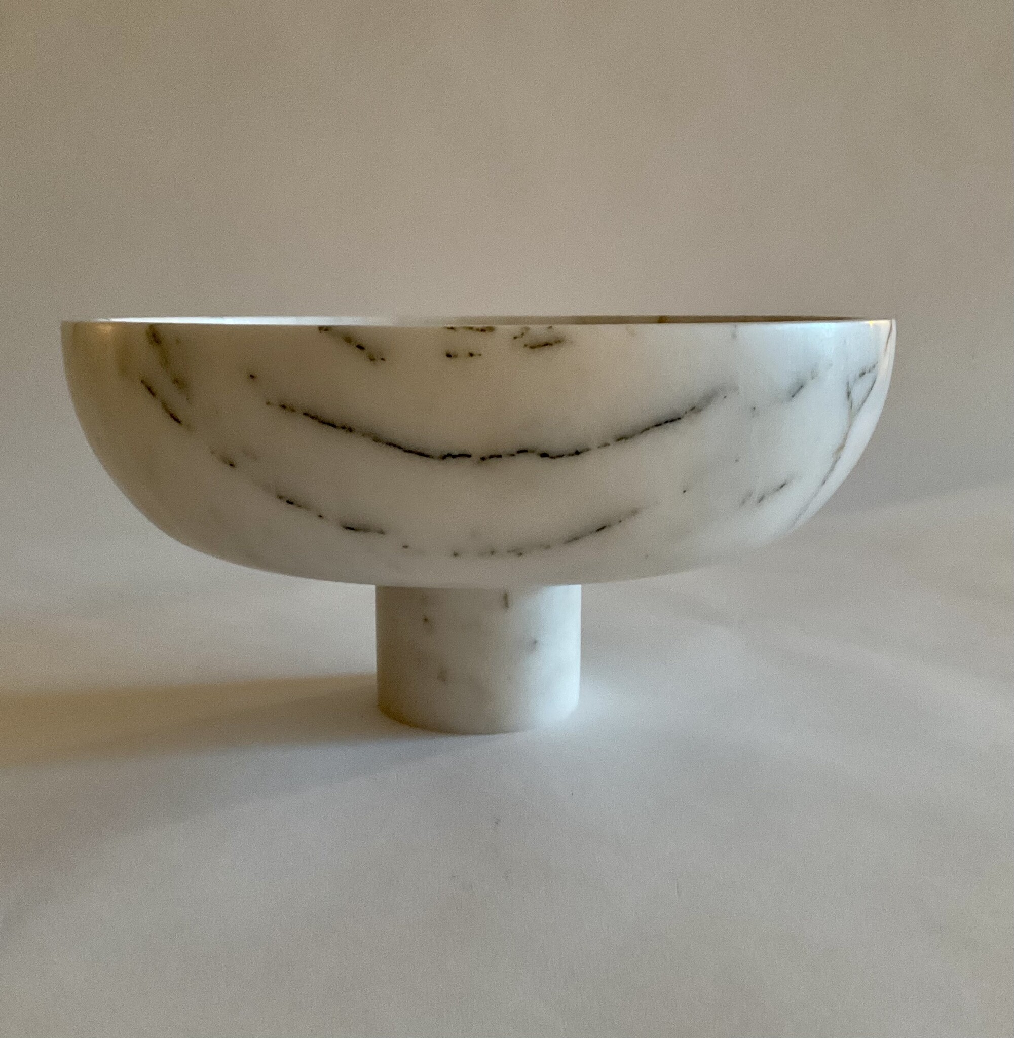 Marble Pedestal Bowl, Large Olive + Rose