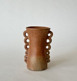 Oaxacan Clay Tall Vases with Scallop Handles