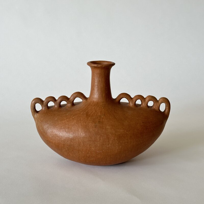 Oaxacan Clay Wide Vase with Small Mouth
