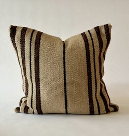 Treko Makun Pillow, Oatmeal with Black and Brown Stripes- 26” X 26”