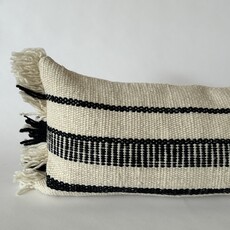 Treko Makun Pillow- White and Black Multi Stripe- 14" x 35"