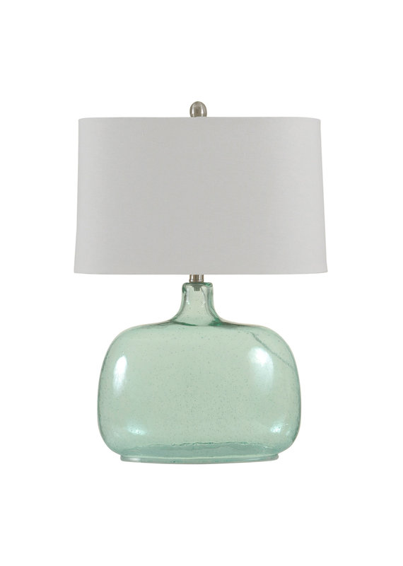 Teal Seeded Glass Table Lamp