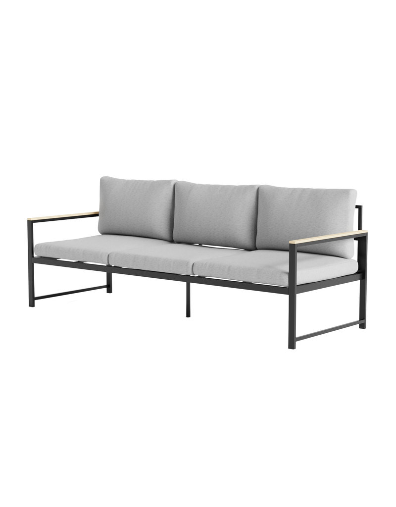 outdoor loveseat and ottoman on Malouf Weekender Burbank Outdoor Aluminum Sofa With Seat Cushions Light Gray Charcoal Wk0001osf00gc Furnish This
