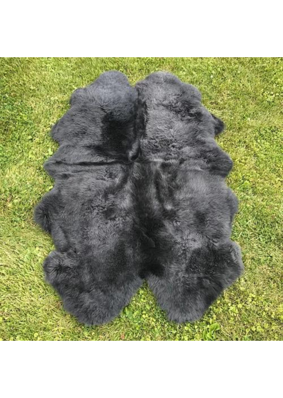 Chesterfield Leather Quad Australian Sheepskin in Charcoal (Natural Backed)