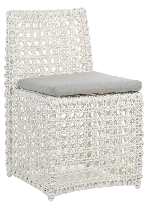 Dovetail Dovetail | Arnie Outdoor Dining Chair w/Cushion (White & Light Grey)