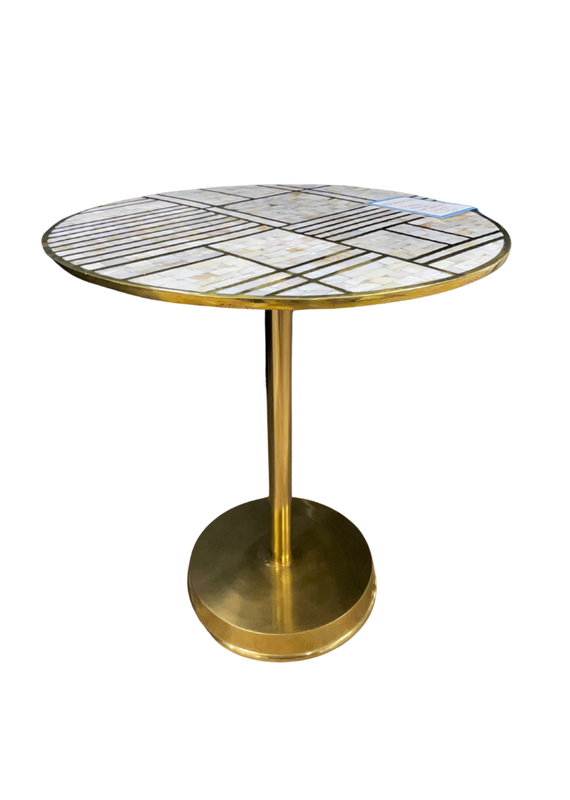 Nuevo Nuevo | Marla Round Side Table (White Marble-Gold)