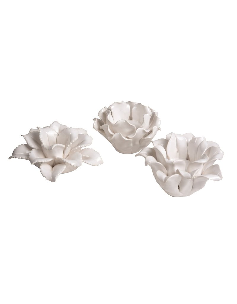 BIDK Home BIDK Home Lg. Ceramic Floral Votive Holder White (160542)