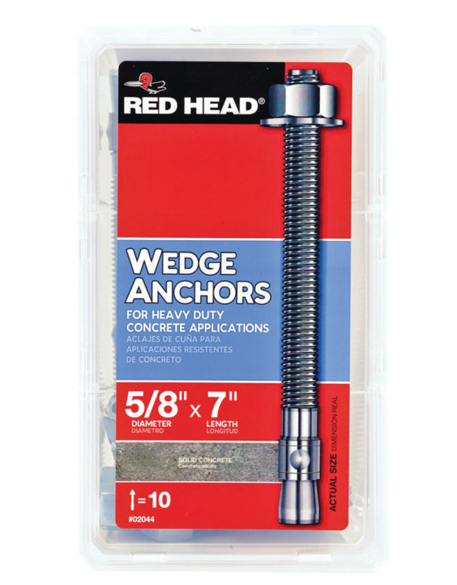 Red Head RED HEAD 02044 Wedge Anchor, Steel, Zinc