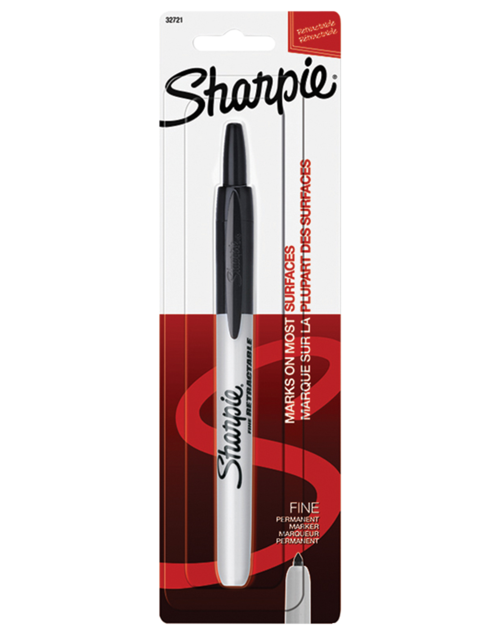 Sharpie Sharpie 32721 Retractable Permanent Marker, Fine Black Lead/Tip