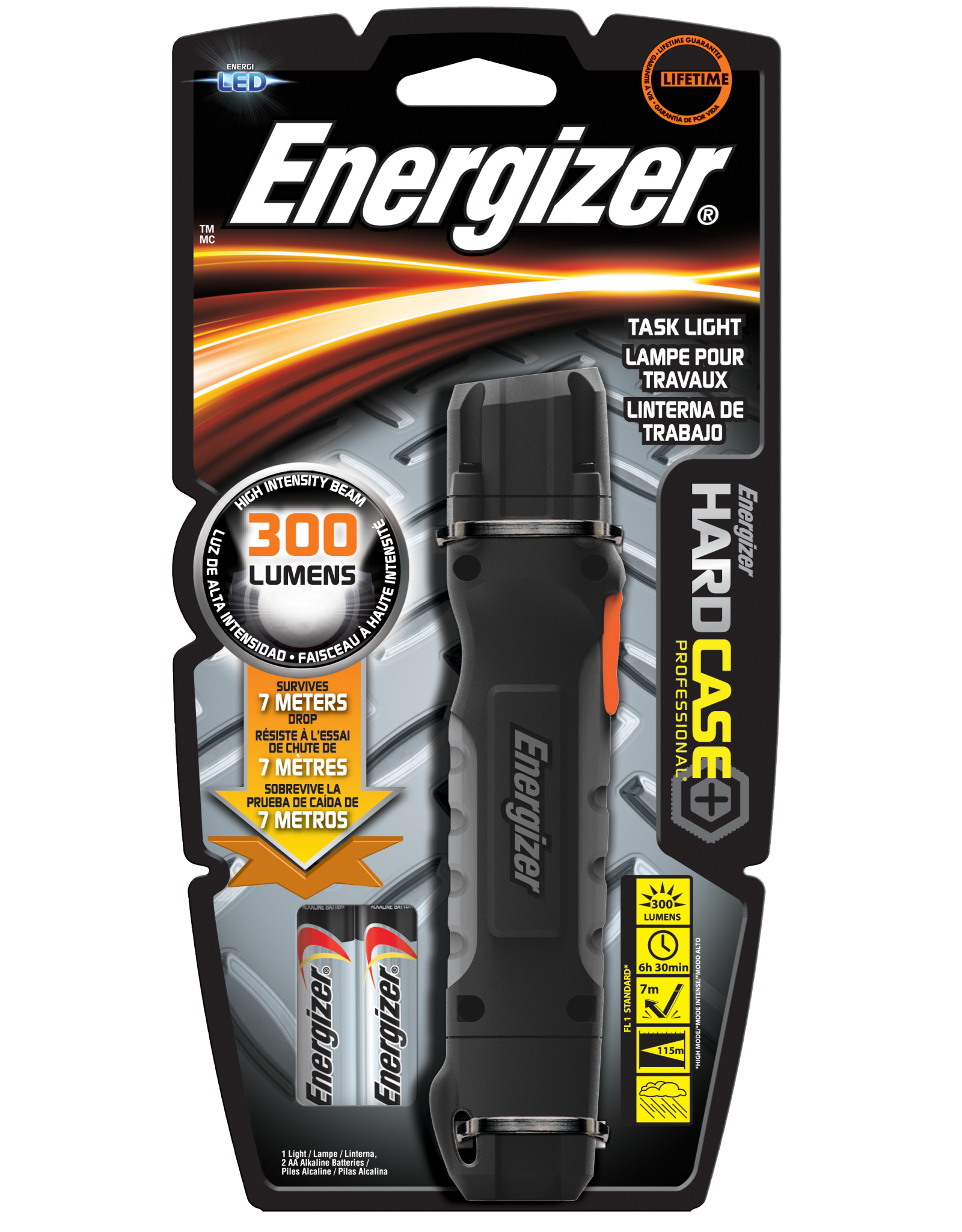 Energizer Energizer TUF2AAPE Flashlight, 1.5 V, LED Lamp, Alkaline Battery, Black/Dark Gray*