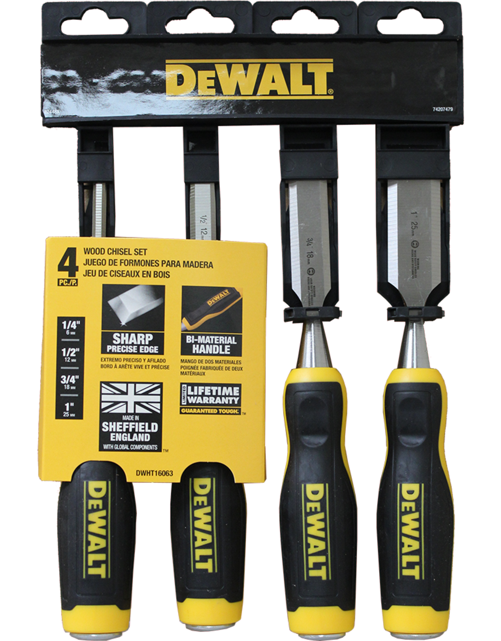 DEWALT DWHT16063 DEWALT® SHORT BLADE WOOD CHISELS - 4 PC