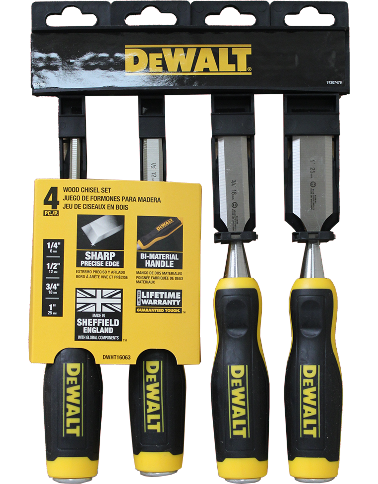 Dewalt DeWALT DWHT16063 Chisel Set, Black/Yellow, 4-Piece*