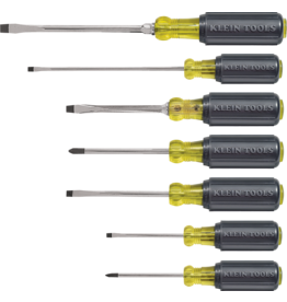 Klein Klein Tools 85076 Cushion-Grip General Purpose Screwdriver Set, Steel, Black, Chrome, 7-Piece