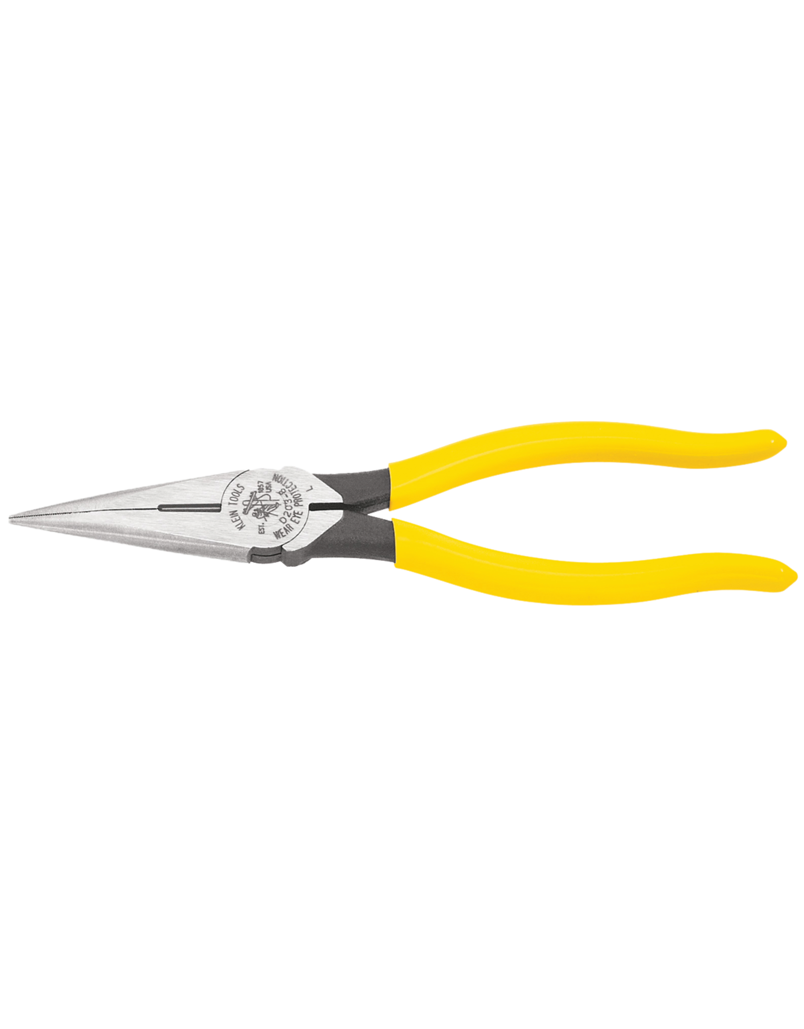 Klein Klein Tools D203-8 Nose Plier, Steel Jaw, 8-7/16 in OAL, Yellow Handle