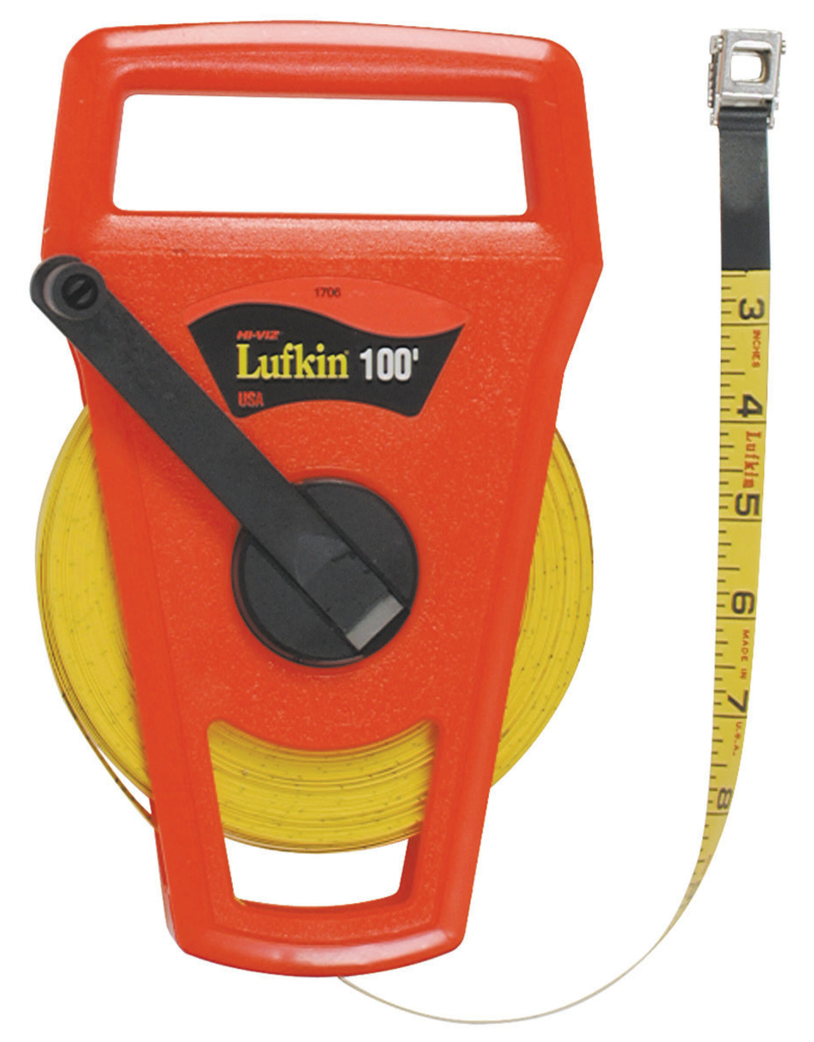 Lufkin Cresent Lufkin FE100D/1706D Tape Measure, 100 ft L x 1/2 in W Blade, Fiberglass Blade, Orange*