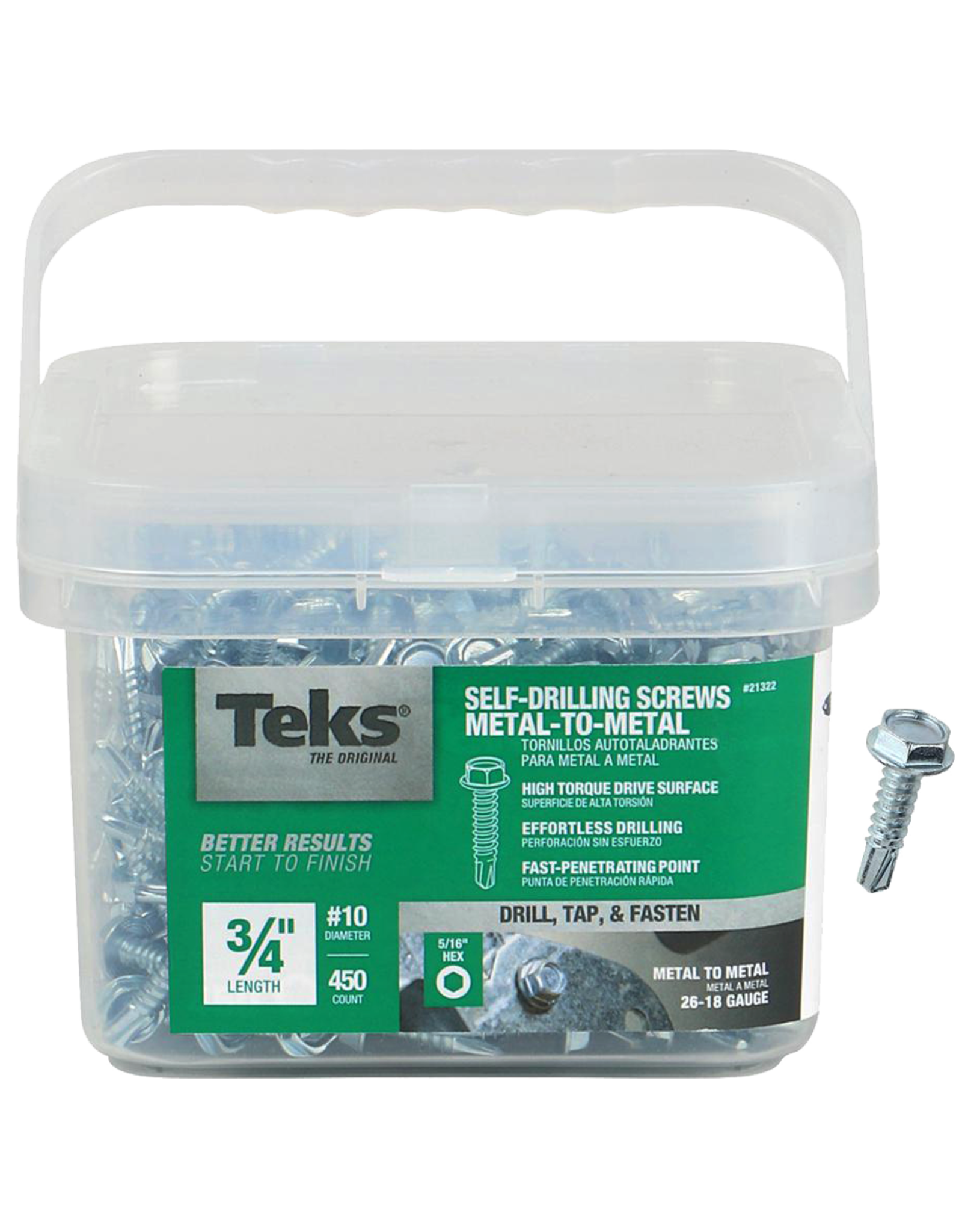 Teks Teks 21322 Self-Tapping Screw, #10 Thread, Self-Drill Point