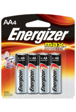 Energizer Energizer E91 Series E91BP-4 Alkaline Battery, AA Battery, Zinc, Manganese Dioxide, 1.5 V Battery*