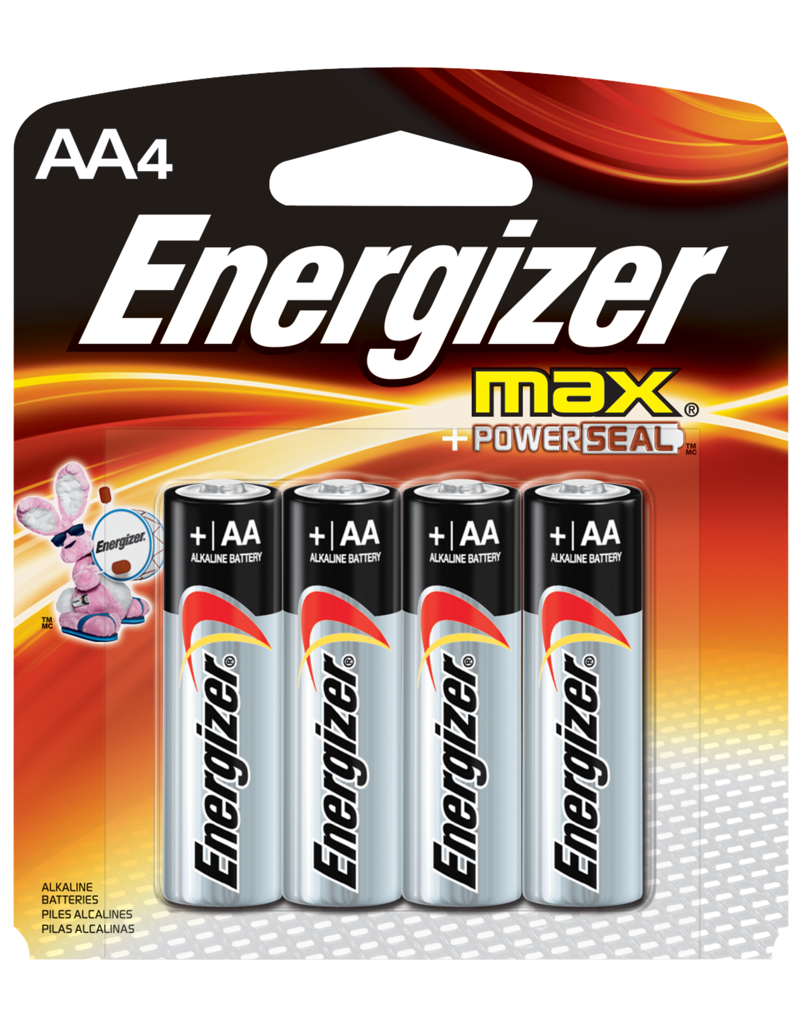 Energizer Energizer E91 Series E91BP-4 Alkaline Battery, AA Battery, Zinc, Manganese Dioxide, 1.5 V Battery*