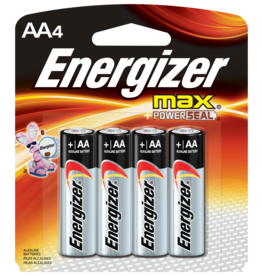 Energizer Energizer E91 Series E91BP-4 Alkaline Battery, AA Battery, Zinc, Manganese Dioxide, 1.5 V Battery*