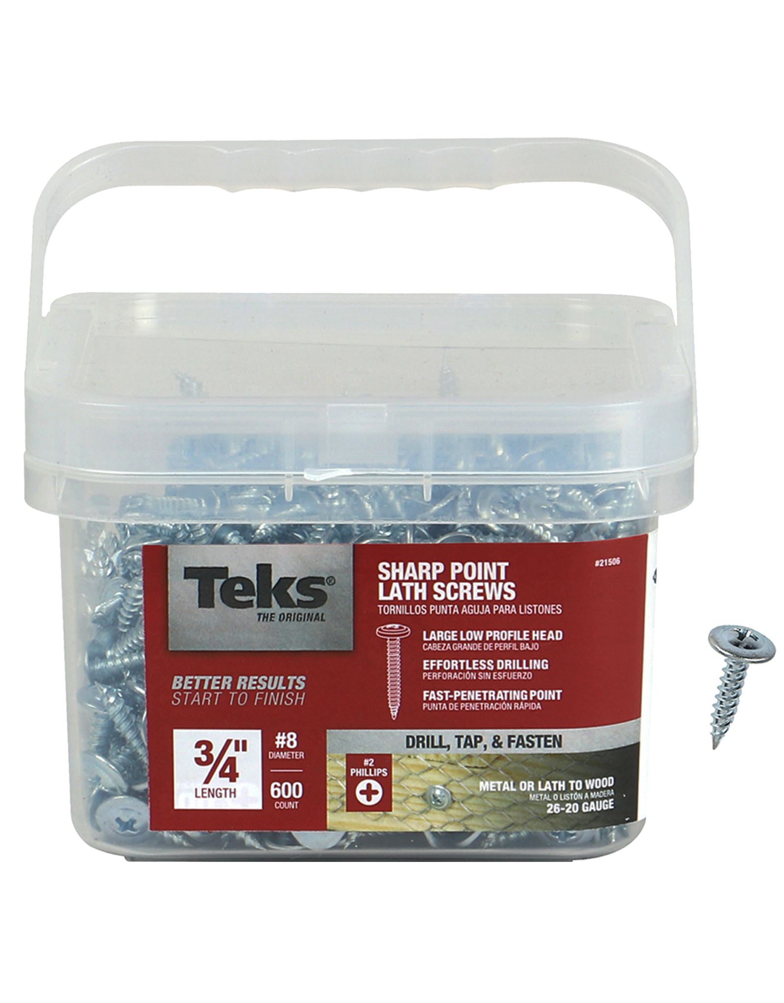 Teks Teks 21506 Lath Screw, #8 Thread, #2 Drive, Sharp Point