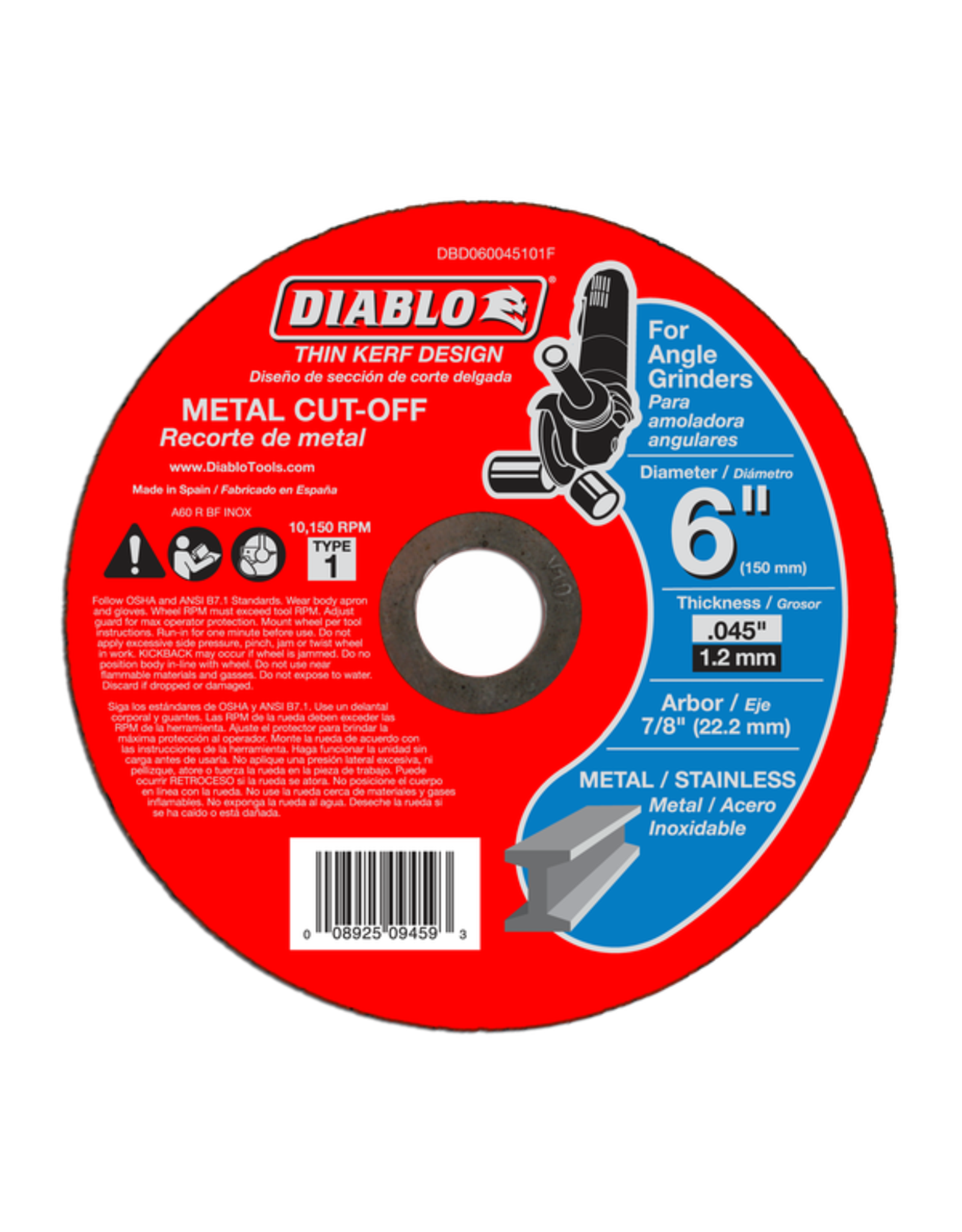 Diablo Metal Cut Off 6'' x 7/8'' Type 1