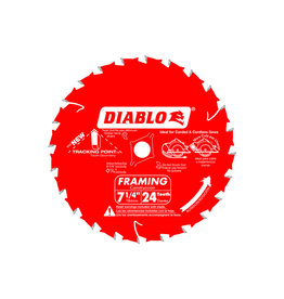 Diablo Diablo D0724A Circular Saw Blade, 7-1/4 in Dia, 5/8 in Arbor, 24-Teeth, Carbide Cutting Edge