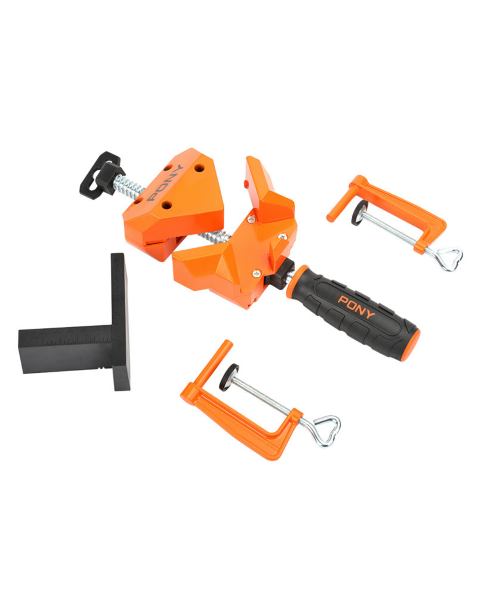 Pony Jorgensen PONY 9180 Angle Clamp, 150 lb Clamping, 1-1/8 in Max Opening Size, 2 in D Throat, Steel Body, Orange Body