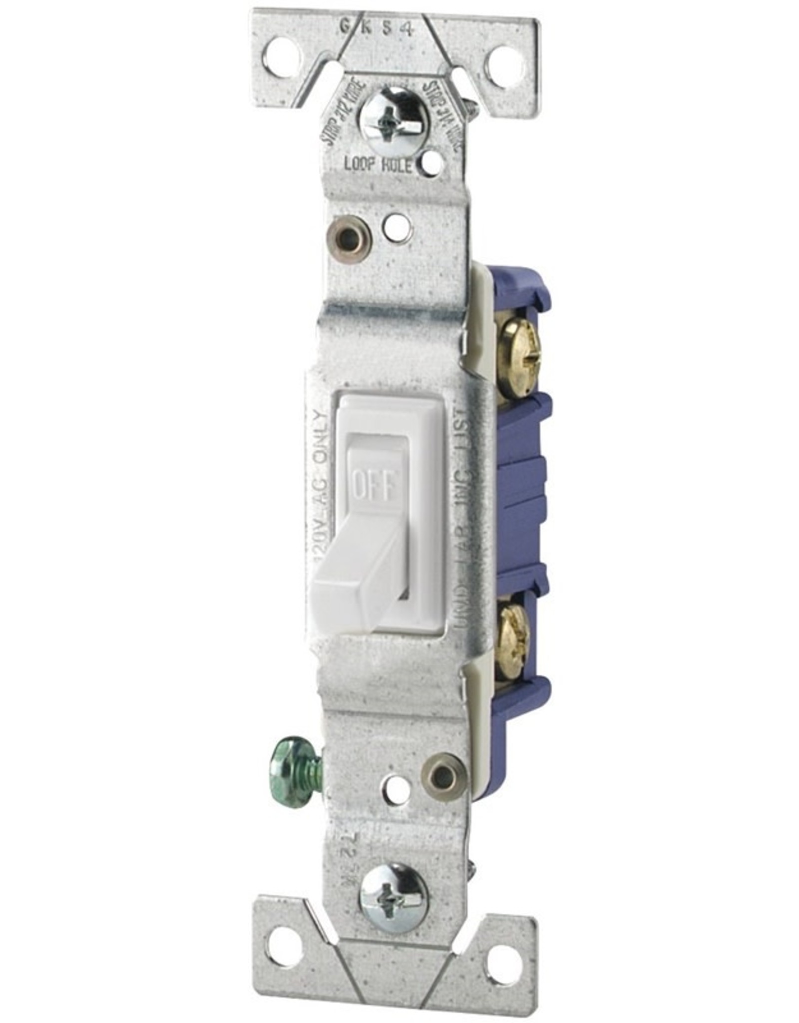 Eaton Eaton Wiring Devices 1301-7W Toggle Switch, 15 A, 120 V, Polycarbonate Housing Material, White*
