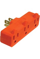 Powerzone PowerZone ORAD0100 Grounded Outlet Tap, 3-Outlet, Orange*