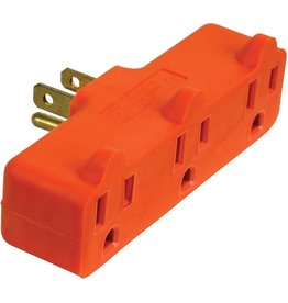 Powerzone PowerZone ORAD0100 Grounded Outlet Tap, 3-Outlet, Orange