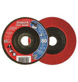 Diablo Diablo Steel Demon DCX045080N01F Flap Disc, 4-1/2 in Dia, 7/8 in Arbor, 80 Grit, Medium, Zirconium Oxide Abrasive