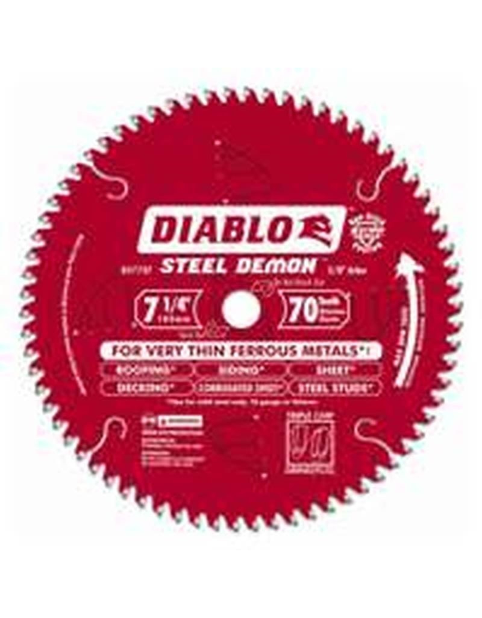 Diablo Diablo Steel Demon D0770FA Circular Saw Blade, 7-1/4 in Dia, 5/8 in Arbor, 70-Teeth, TiCo Cutting Edge*