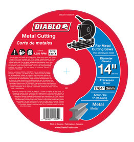 Diablo Diablo DBD014109A01F Chop Saw Disc, 14 in Dia, 1 in Arbor, Aluminum Oxide Abrasive*