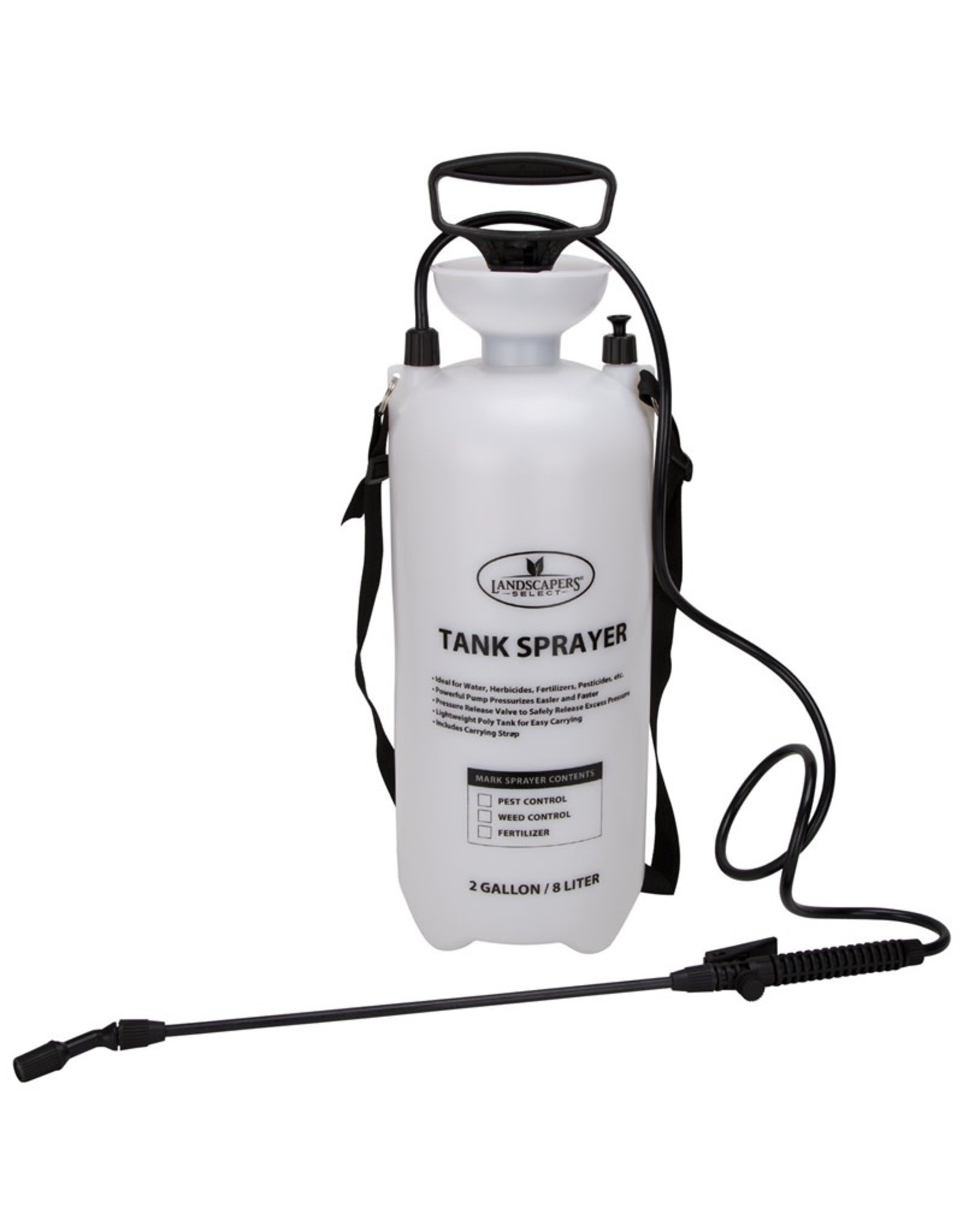 Landscapers Select Landscapers Select SX-8B Compression Sprayer, 2 gal Tank, Polyethylene Tank, 55 L Hose, White*