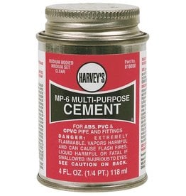 Harvey's HARVEY 018010-24 Solvent Cement, 8 oz Can, Liquid, Milky Clear*