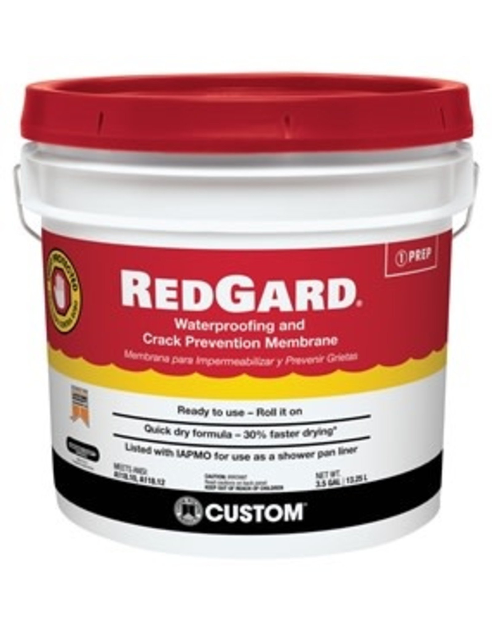 Custom Building Product CUSTOM REDGARD LQWAF3 Waterproofing and Crack Prevention, Liquid, Red, 3.5 gal, Pail*