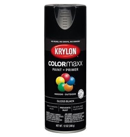 Krylon Krylon COLORmaxx K05505007 Spray Paint, Gloss, Black, 12 oz Aerosol Can