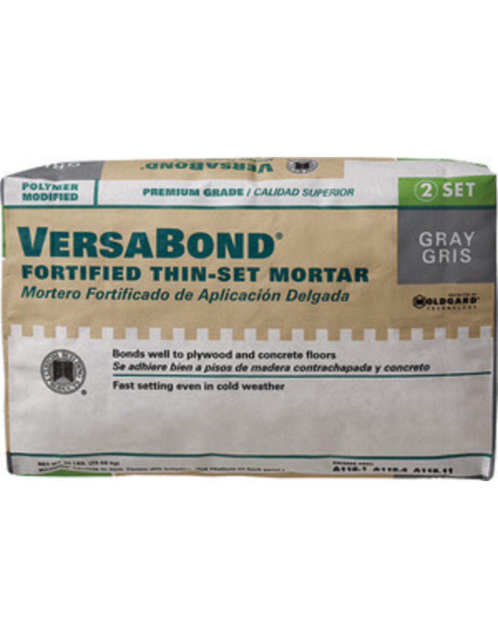 Custom Building Product CUSTOM VersaBond Flex MTSG50 Thin-Set Mortar, Gray, Powder, 50 lb Bag*
